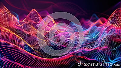abstract arrangement featuring sine waves, numbers, and design elements tailored for modern computing, virtual reality Stock Photo