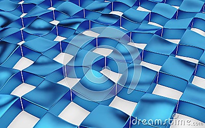 Abstract array of shinny blue and white polygons. 3d render Stock Photo