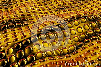 Abstract array of shinny gold polygons. 3d render Stock Photo