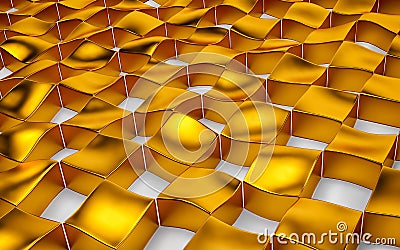 Abstract array of shinny gold and white polygons. 3d render Stock Photo