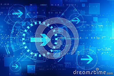 Abstract arrow circle digital technology background, bright speed abstract backdrop Stock Photo