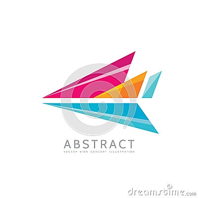 Abstract arrow - vector logo template concept illustration in flat style. Stylized airplane creative sign. Colorful design element Vector Illustration