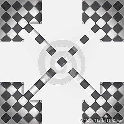 Abstract arrows on black and white checkerboard. Vector Illustration