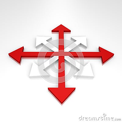 Abstract arrows to all directions - a 3d image Stock Photo