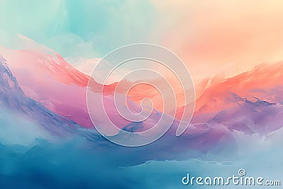 Ethereal abstract landscapes, using digital brush strokes and a pastel color palette,Pastel Dreams,Ethereal Abstract Landscapes. Stock Photo