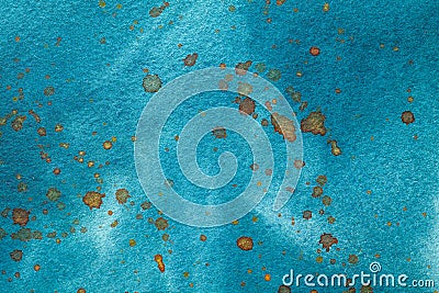 Abstract art background blue and brown colors. Watercolor painting on canvas with soft turquoise gradient Stock Photo