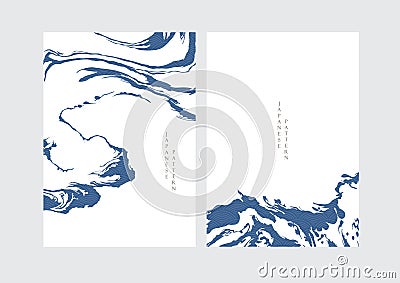 Abstract art background with contemporary art template vector. Water surface elements with Japanese wave pattern decoration. Hand Stock Photo