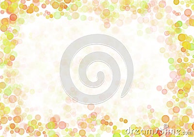 Abstract art background with green, yellow and golden circle babble with frame. Holiday backdrop Stock Photo