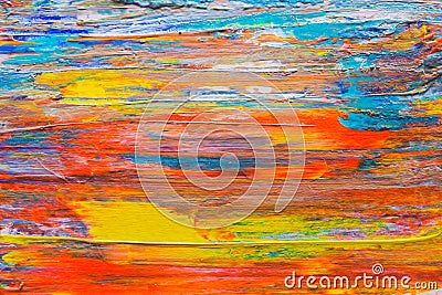 Abstract art background hand drawn acrylic painting. Brushstrokes colorful texture acrylic paint on canvas. picture for artwork Stock Photo