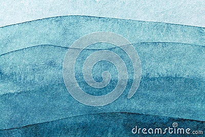 Abstract art background navy blue colors. Watercolor painting on canvas with turquoise pattern of sea waves Stock Photo