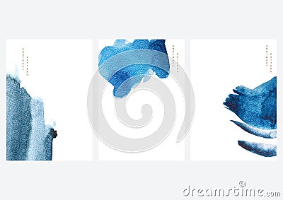 Abstract art background with watercolor texture vector. Japanese wave pattern. Blue brush stroke element with contemporary art Vector Illustration