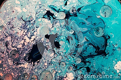 Abstract art blue paint mixture bubbled surface Stock Photo