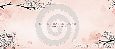 Abstract art botanical pink background vector. Vector Illustration