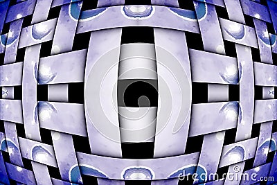 Abstract Art: 3D Bulging Lattice Wall With Crescent Moons Stock Photo