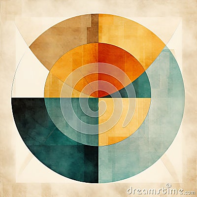 Abstract Circle Shaped Object: Vintage Poster Style Art With Symbolism Stock Photo