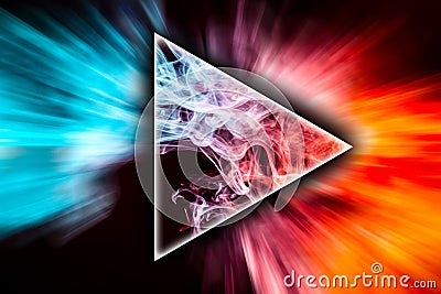 Abstract art colored smoke in the shape of a triangle Stock Photo