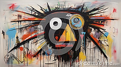Abstract Art: The Crow Hei Hei Moana (pixar) In Basquiat, Picasso Style Stock Photo