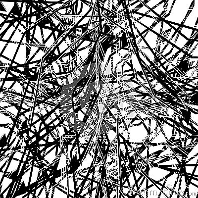 Abstract art with deformation, distortion effect on random lines. Random, chaotic texture. Distress mix of lines. Complex Vector Illustration
