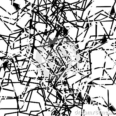 Abstract art with deformation, distortion effect on random lines. Random, chaotic texture. Distress mix of lines. Complex Vector Illustration