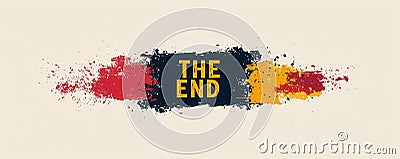 Abstract art displaying colorful splashes with "The End" text Stock Photo