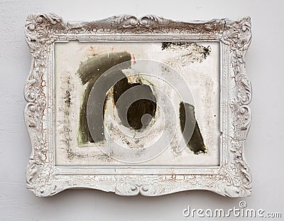 Abstract art expressionism canvas in vintage antique white frame Stock Photo