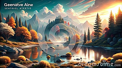 Abstract Art Mockup A Generative AI Exploration of Color Shape and Texture in a Tranquil Fusion Design Stock Photo