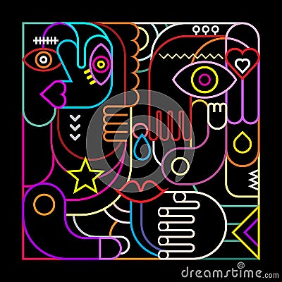 Abstract Art Neon Design Vector Illustration