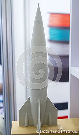 Abstract art object printed 3D printer Colored beige creative model printed Stock Photo