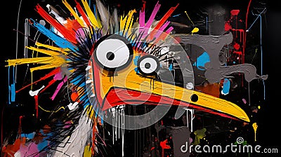 Abstract Art: Ostrich Hei Hei From Moana In Basquiat, Picasso Style Stock Photo