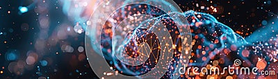 An abstract art piece featuring a neural network learning and evolving with dynamic shapes and colors representing the growth of Stock Photo