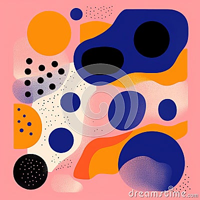 Abstract art with retro risograph aesthetics. Grainy color fades and large, bold shapes in abstract forms Stock Photo