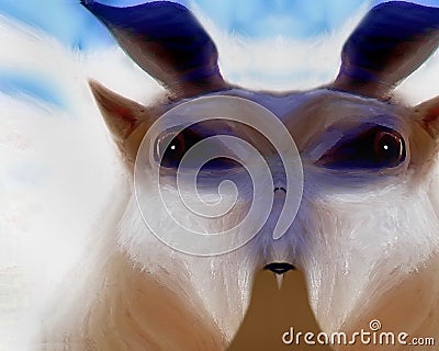 Abstract Art: Rocky Mountain Elf Goat With Concerned Look Stock Photo