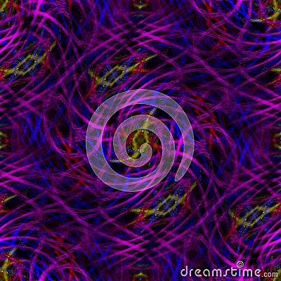 Abstract art, seamless pattern, background. Curved violet, blue and red lines. Intersection. Stock Photo