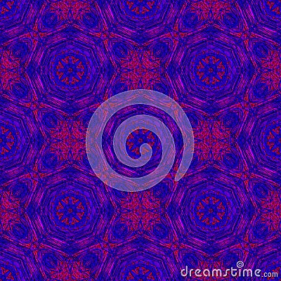 Abstract art, seamless pattern, background. Octagonal shapes, red and blue, emboss and repeated. Stock Photo