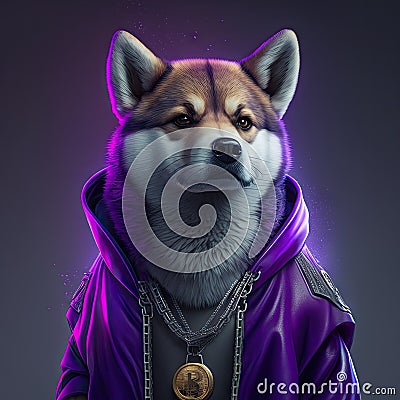 Abstract art of shiba designed custom with hip hop styles isolated background. Stock Photo