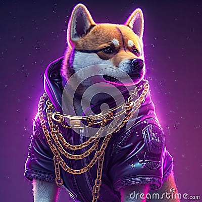 Abstract art of shiba designed custom with hip hop styles background. Stock Photo