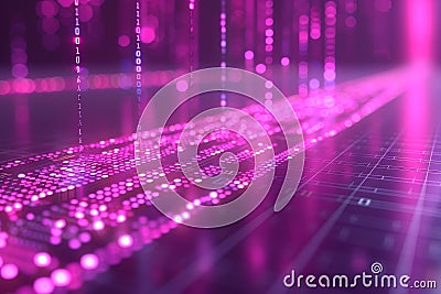 Abstract art symbolizing speed, momentum, and innovation with dynamic digital elements and code Stock Photo