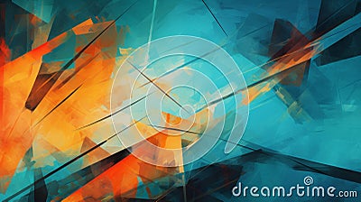 Abstract art wallpaper. Colored background, teal and orange. Stock Photo