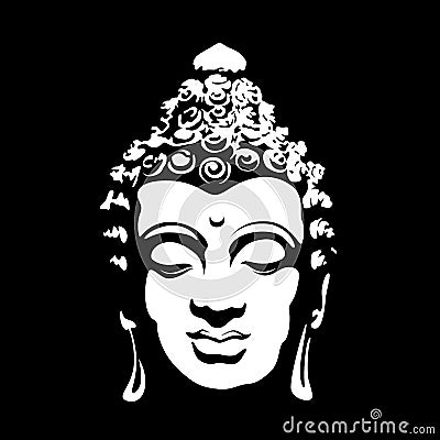 Abstract art white head buddha sign on black background vector design Vector Illustration
