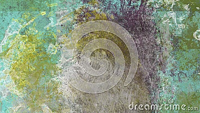 Abstract art work with green, bronze and purple splashes Stock Photo