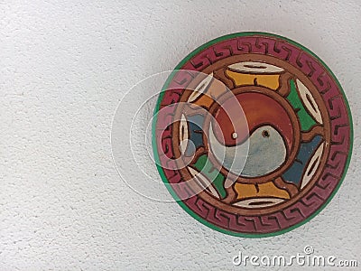 Abstract art with yin-yang on the wall Stock Photo