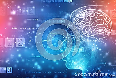 Abstract Artificial intelligence. Creative Brain Concept, Technology web background Stock Photo