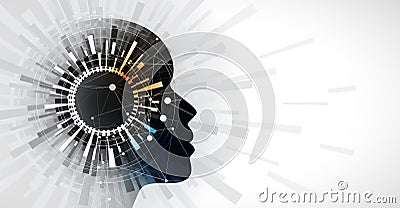 Artificial intelligence cirle vision. Technology web background. Virtual conc Vector Illustration