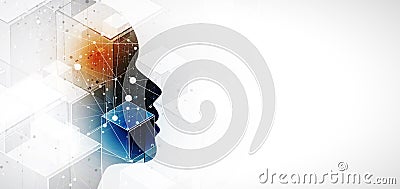 Artificial intelligence. Technology web cube background. Virtual conc Vector Illustration