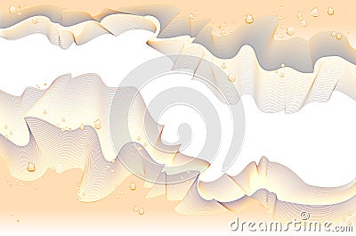 Abstract artistic background for banner or poster with gold waves. Modern stylish texture of weaving silk with space for text. Vector Illustration