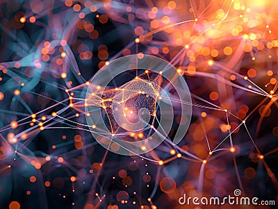 Interconnected Nodes Abstract Matrix Background Artistic Composition Conceptual Art Stock Photo