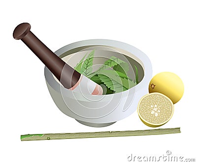 abstract artistic creative ayurvedic crushing bowl Vector Illustration