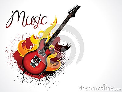 Abstract artistic creative burning guitar Vector Illustration
