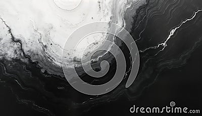 Abstract artistic design. Deep black, white colors create elegant, textured surface. Stains, wavy patterns suggest natural Stock Photo