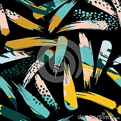 Abstract artistic seamless pattern with strokes. Trendy hand drawn textures. Modern Vector Illustration